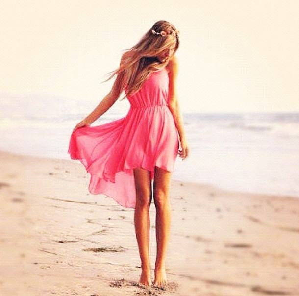 68cs3z-l-610x610-dress-pink-high+low+dresses-flowy+dress-hilo+dress-beach-coral-summer-rose