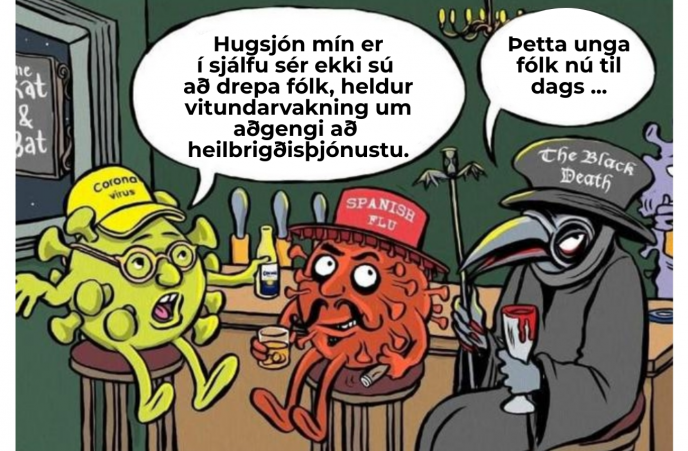 Og hér er smávegis covid-grín handa yfirvaldinu